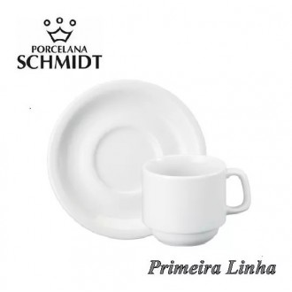 Xícara Chá C/Pires 200ml Cilindrica Porcelana Schimidt